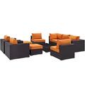 Modway Furniture Convene Outdoor Patio Sectional Set, Espresso Orange, 10Pk EEI-2169-EXP-ORA-SET